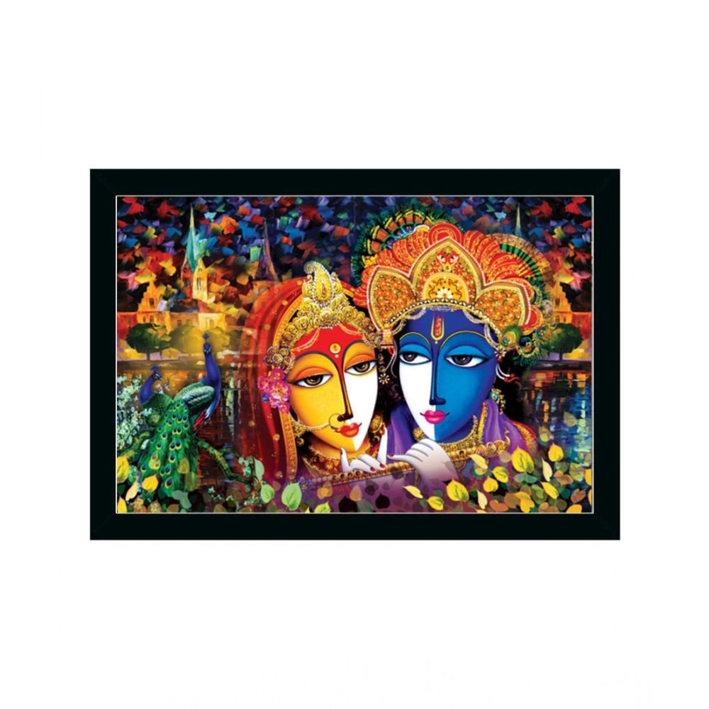 Generic Radha Krishna Painting with Synthetic Photo Frame (Multicolor)