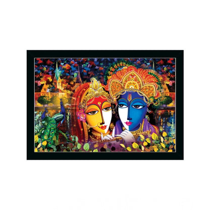 Generic Radha Krishna Painting with Synthetic Photo Frame (Multicolor)