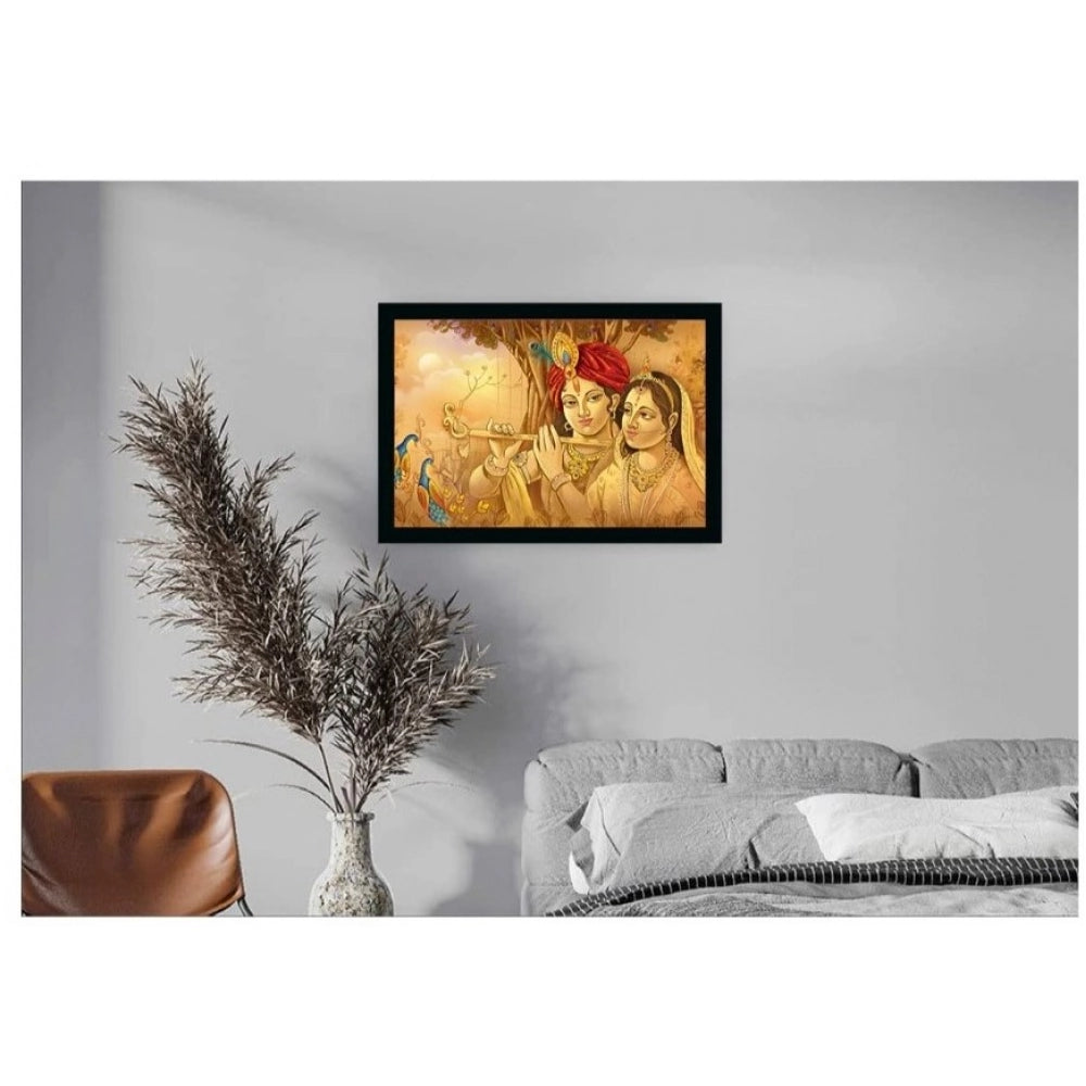 Generic Radha Krishna Painting with Synthetic Photo Frame (Multicolor)
