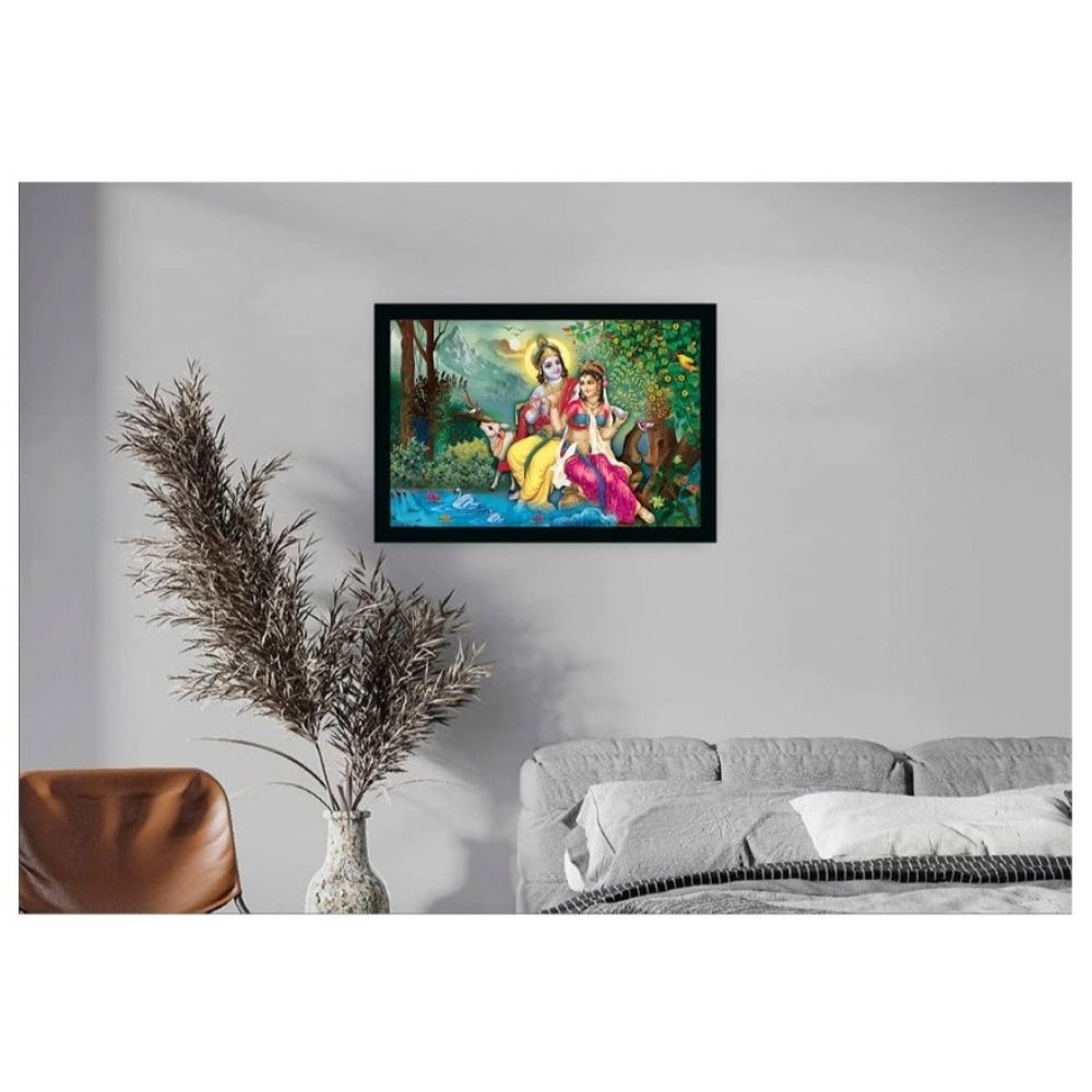 Generic Radha Krishna Painting with Synthetic Photo Frame (Multicolor)