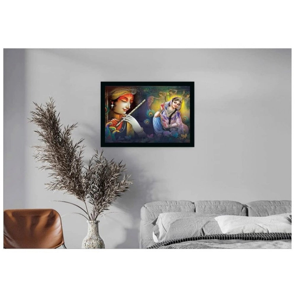 Generic Radha Krishna Painting with Synthetic Photo Frame (Multicolor)
