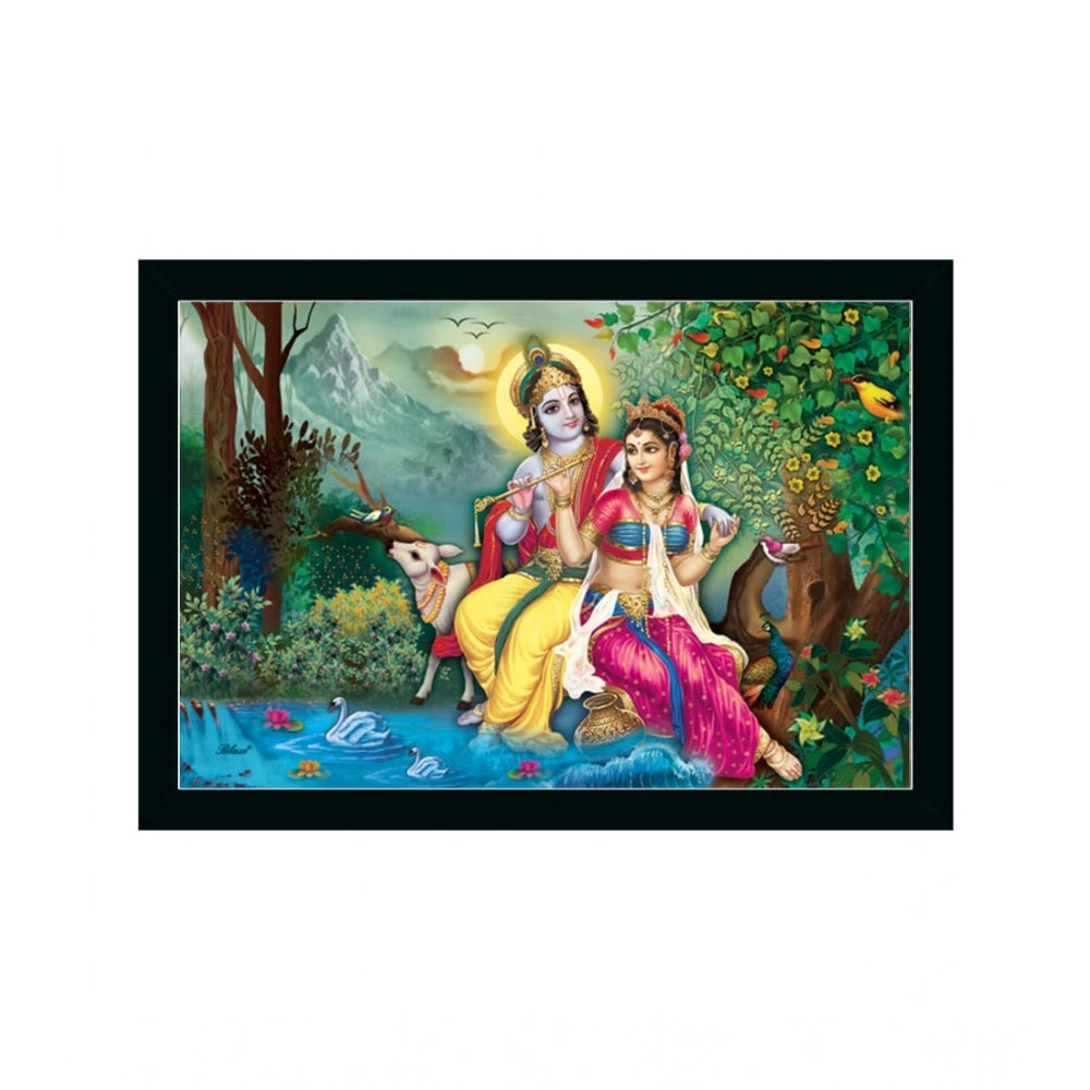 Generic Radha Krishna Painting with Synthetic Photo Frame (Multicolor)