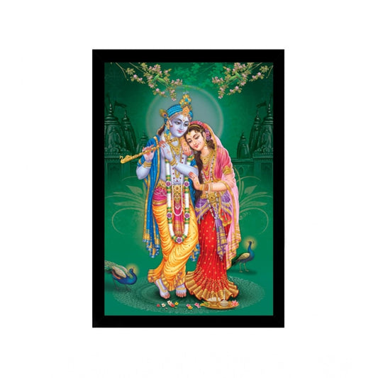 Generic Radha Krishna Painting with Synthetic Photo Frame (Multicolor)