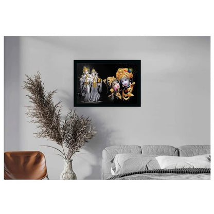 Generic Radha Krishna Painting with Synthetic Photo Frame (Multicolor)