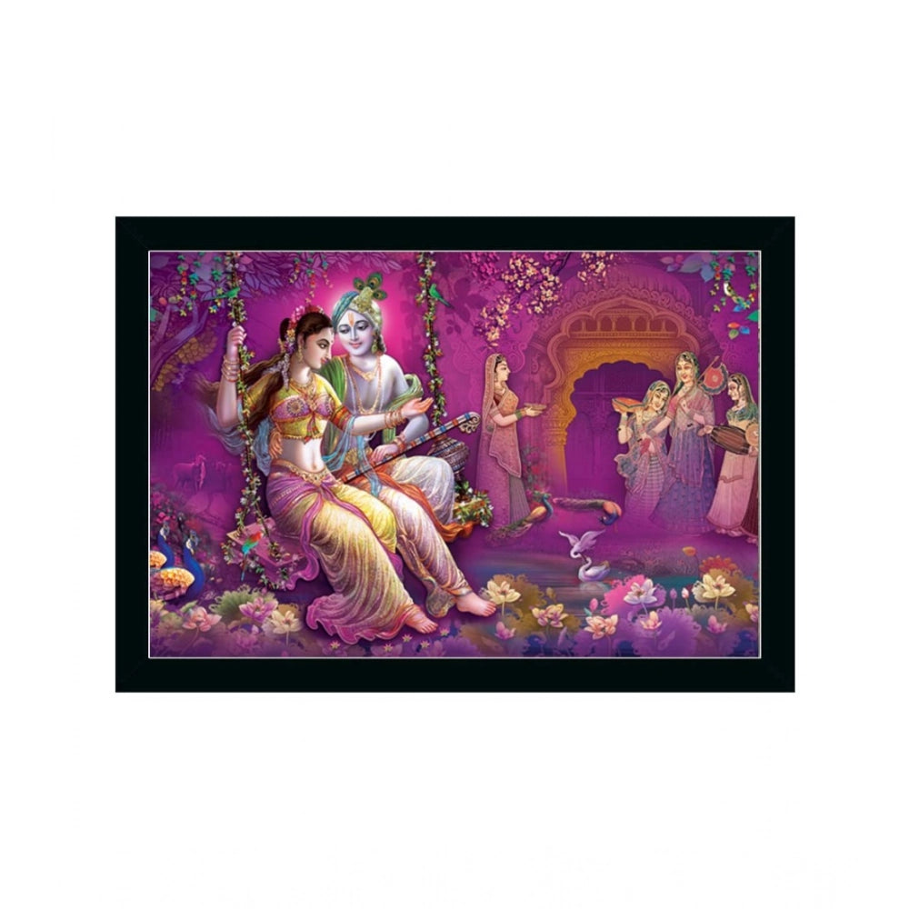 Generic Radha Krishna Painting with Synthetic Photo Frame (Multicolor)