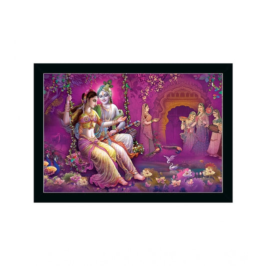 Generic Radha Krishna Painting with Synthetic Photo Frame (Multicolor)