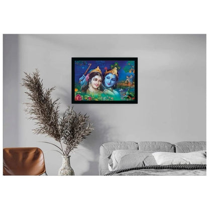 Generic Radha Krishna Painting with Synthetic Photo Frame (Multicolor)