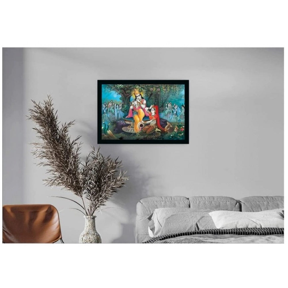 Generic Radha Krishna Painting with Synthetic Photo Frame (Multicolor)