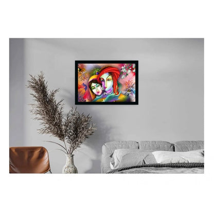 Generic Radha Krishna Painting Vinyl Sparkle Coated with Synthetic Photo Frame (Multicolor)