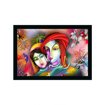Generic Radha Krishna Painting Vinyl Sparkle Coated with Synthetic Photo Frame (Multicolor)