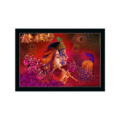 Generic Radha Krishna Painting with Synthetic Photo Frame (Multicolor)