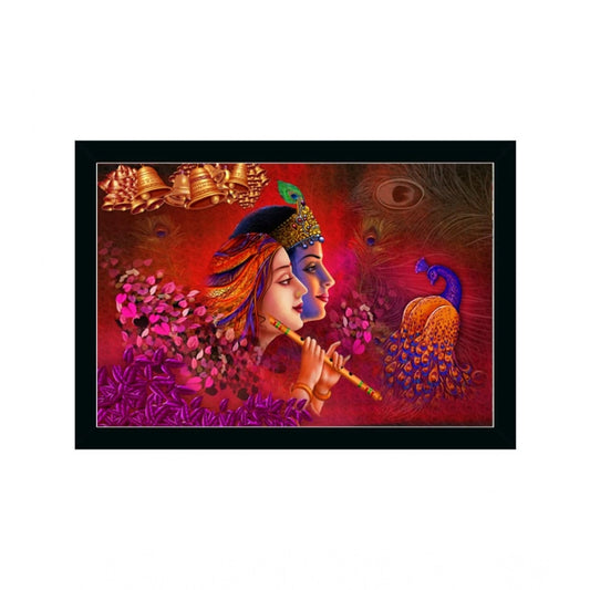 Generic Radha Krishna Painting with Synthetic Photo Frame (Multicolor)