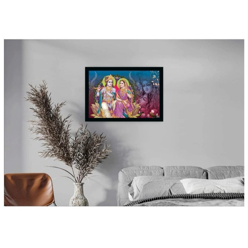 Generic Radha Krishna Painting with Synthetic Photo Frame (Multicolor)