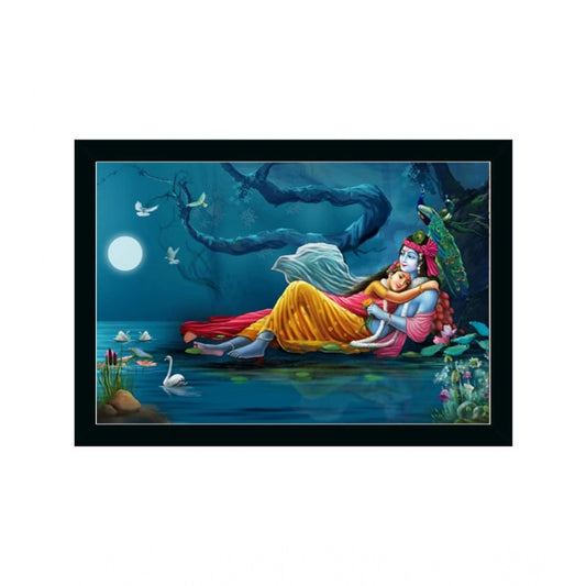 Generic Radha Krishna Painting with Synthetic Photo Frame (Multicolor)