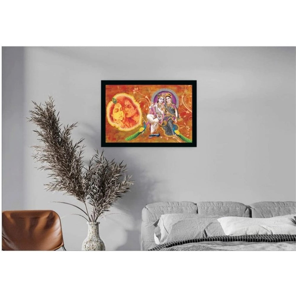 Generic Radha Krishna Painting with Synthetic Photo Frame (Multicolor)
