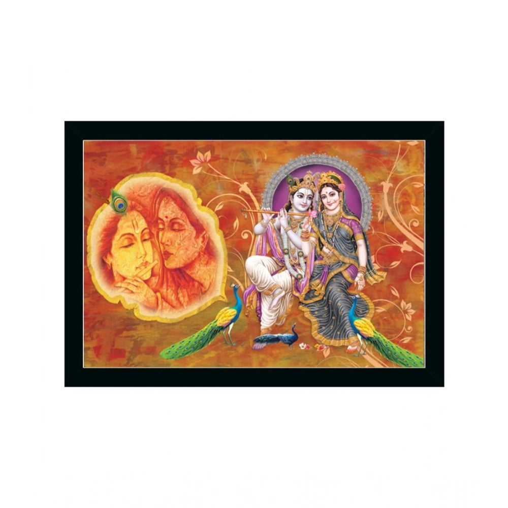 Generic Radha Krishna Painting with Synthetic Photo Frame (Multicolor)