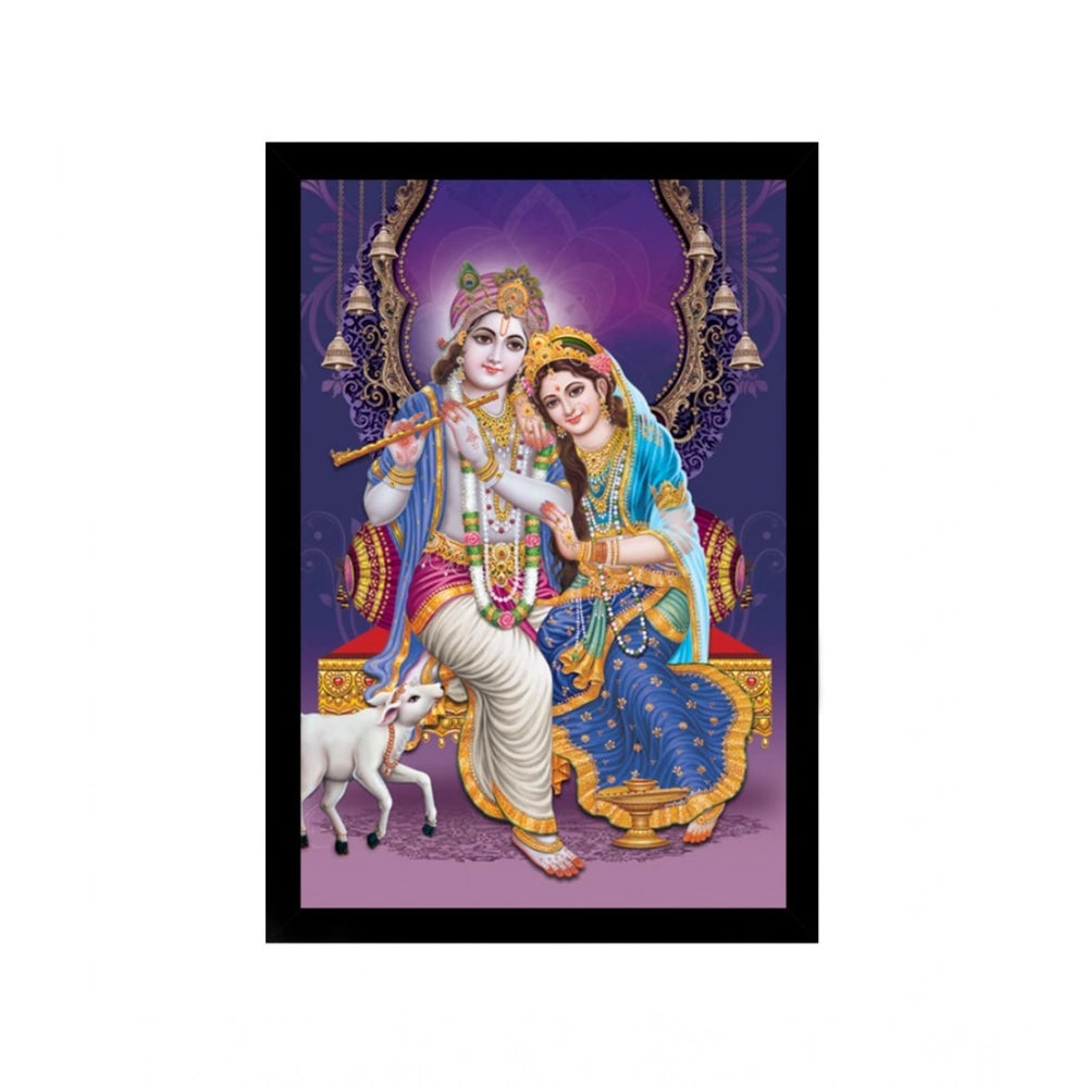 Generic Radha Krishna Painting with Synthetic Photo Frame (Multicolor)