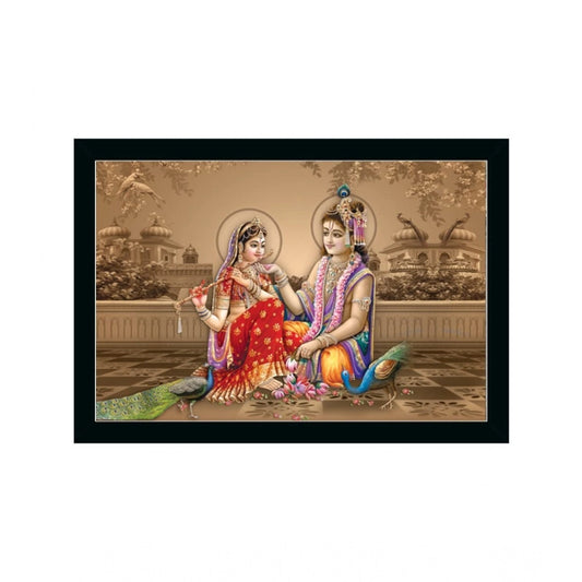 Generic Radha Krishna Painting with Synthetic Photo Frame (Multicolor)