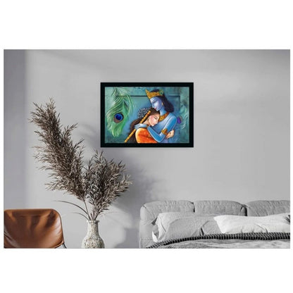 Generic Radha Krishna Painting with Synthetic Photo Frame (Multicolor)