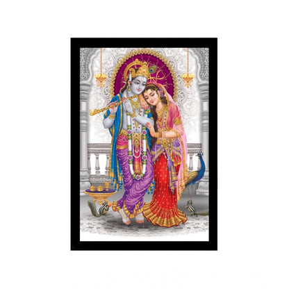 Generic Radha Krishna Painting with Synthetic Photo Frame (Multicolor)