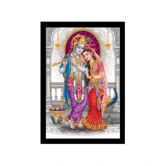 Generic Radha Krishna Painting with Synthetic Photo Frame (Multicolor)