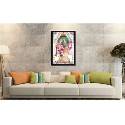 Generic Radha Krishna Painting with Synthetic Photo Frame (Multicolor)