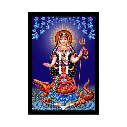 Generic Maa Khodal Painting with Synthetic Photo Frame (Multicolor)