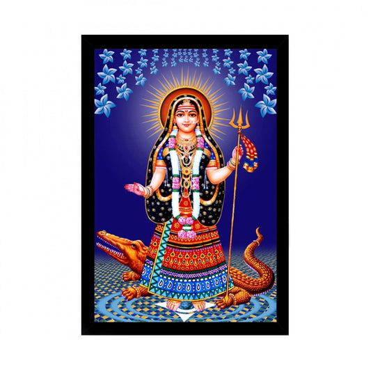 Generic Maa Khodal Painting with Synthetic Photo Frame (Multicolor)