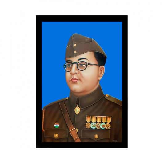 Generic Shubham Chandra Bose Painting with Synthetic Photo Frame (Multicolor)