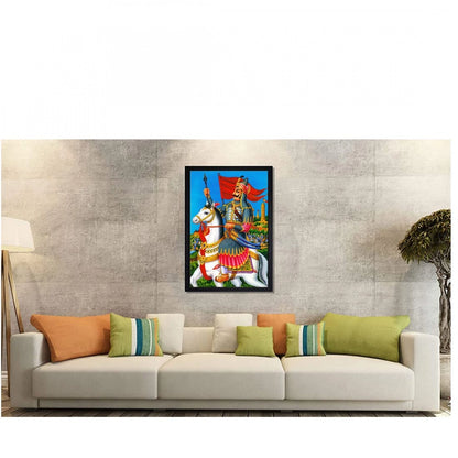 Generic Maharana Pratap Painting with Synthetic Photo Frame (Multicolor)