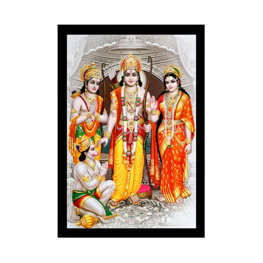 Generic Ram Dharbar Painting with Synthetic Photo Frame (Multicolor)