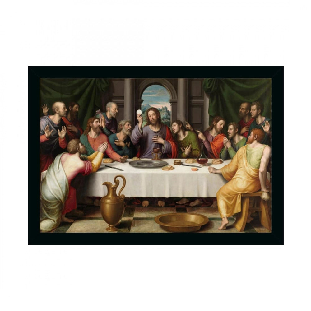 Generic Jesus Christ Painting with Synthetic Photo Frame (Multicolor)