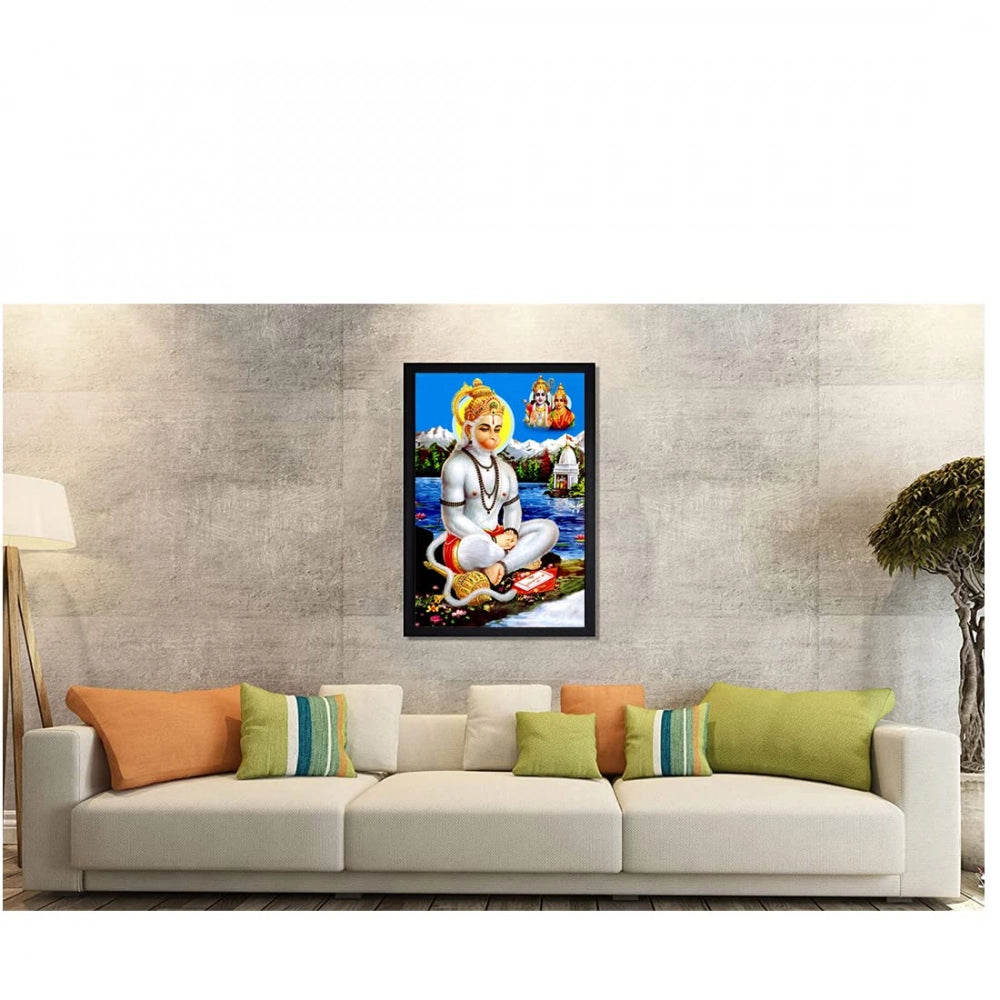 Generic Lord Hanuman Ji Painting with Synthetic Photo Frame (Multicolor)