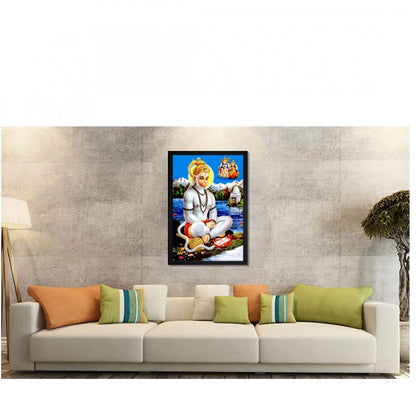 Generic Lord Hanuman Ji Painting with Synthetic Photo Frame (Multicolor)