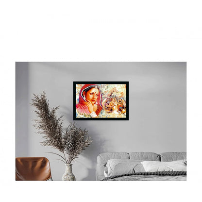 Generic Rajasthani Village Modern Art Painting with Synthetic Photo Frame (Multicolor)