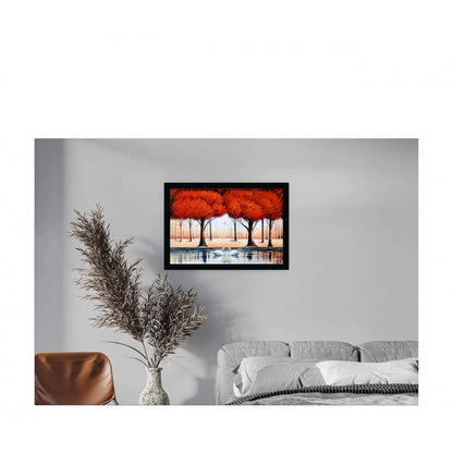 Generic Tree Painting Painting with Synthetic Photo Frame (Multicolor)