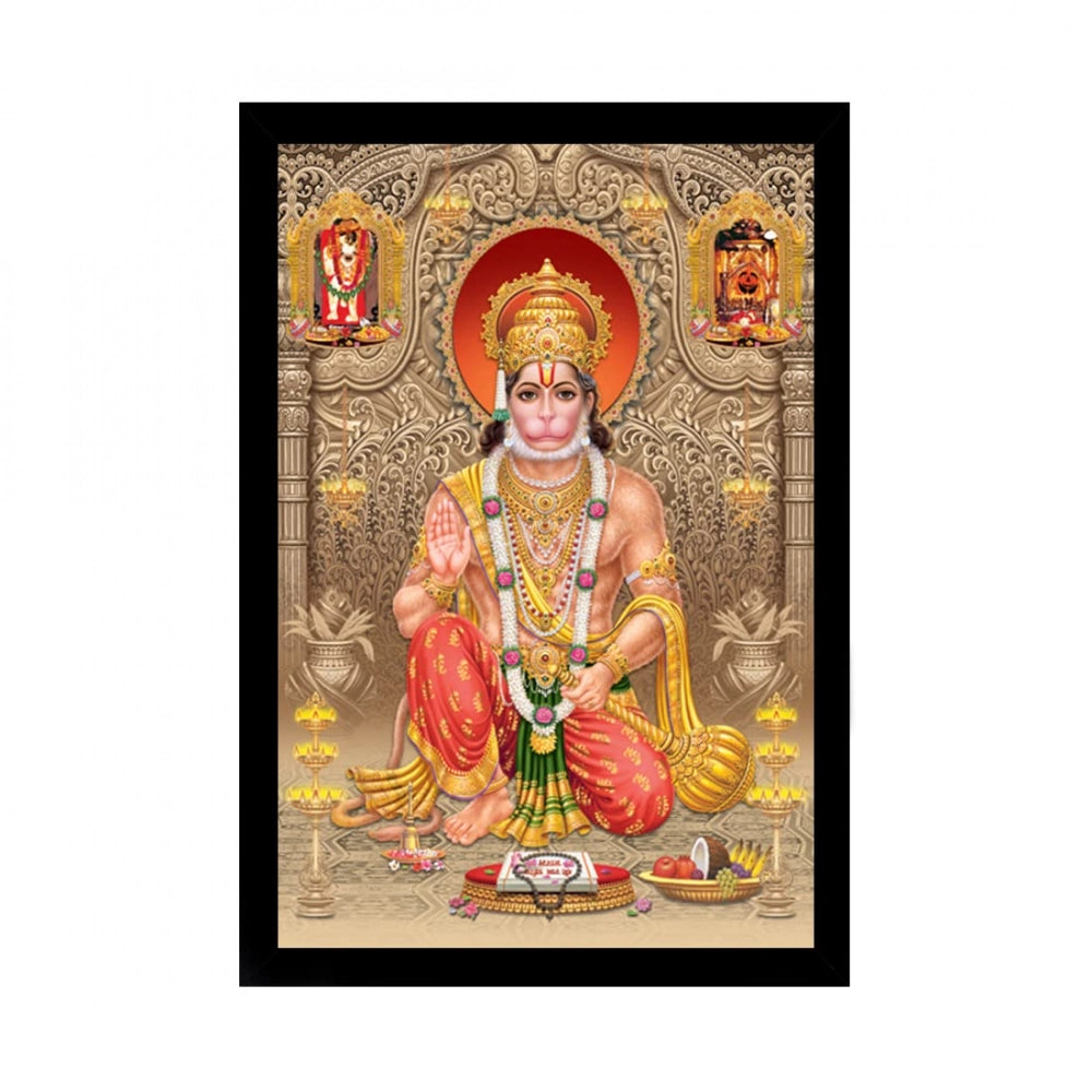 Generic Lord Hanuman Ji Painting with Synthetic Photo Frame (Multicolor)
