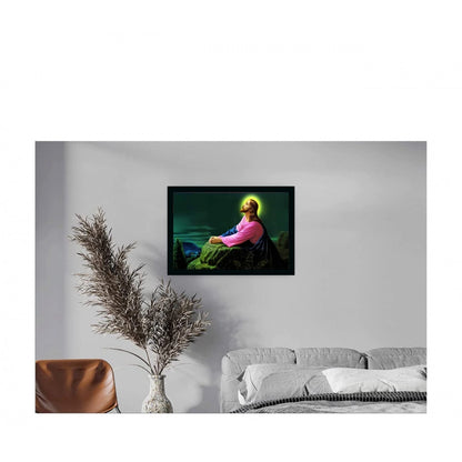 Generic Jesus Christ Painting with Synthetic Photo Frame (Multicolor)