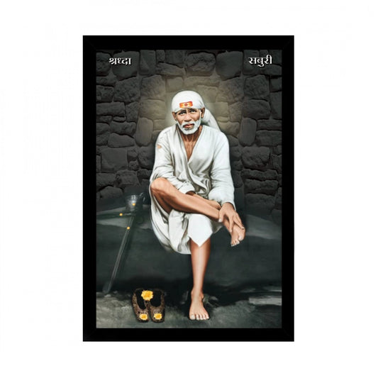 Generic Saibaba Painting with Synthetic Photo Frame (Multicolor)