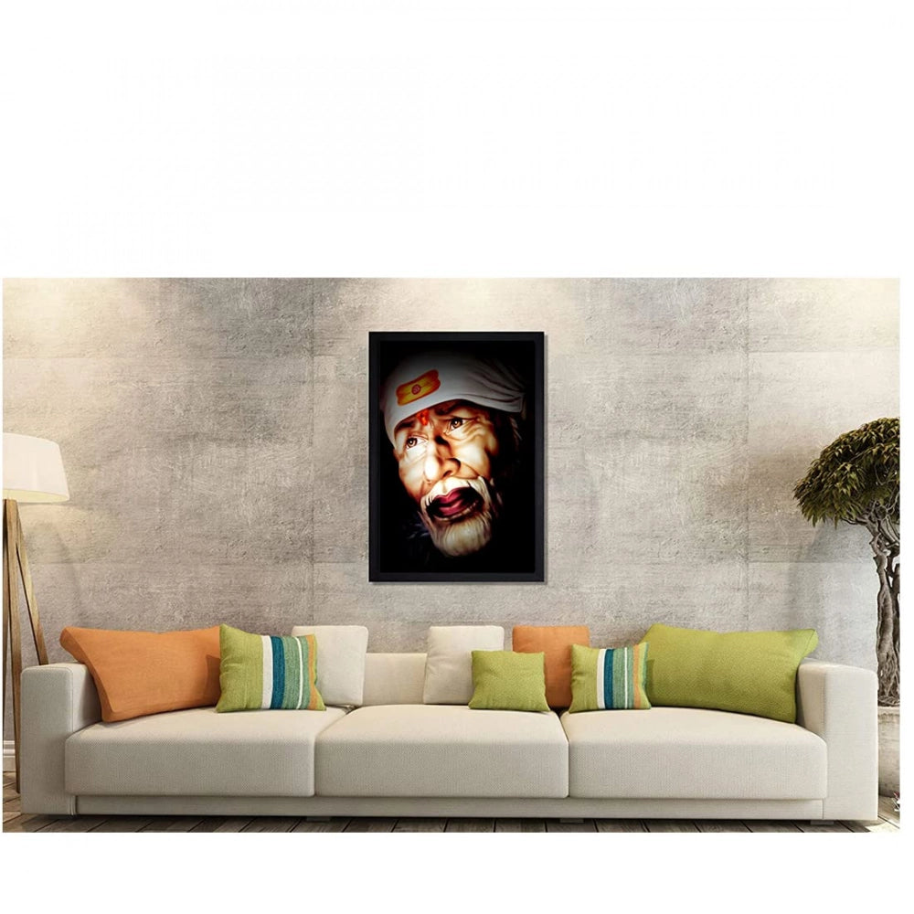 Generic Saibaba Painting with Synthetic Photo Frame (Multicolor)