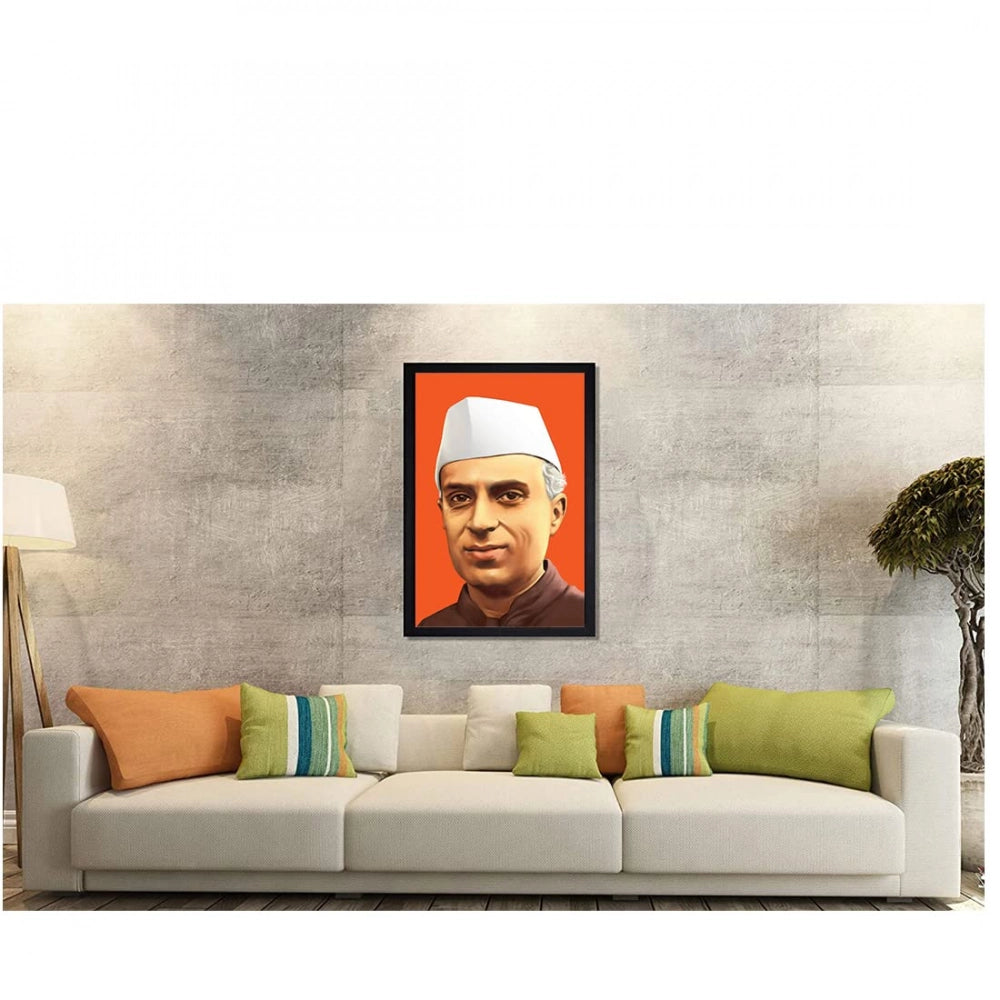 Generic Jawaharlal Nehru Painting with Synthetic Photo Frame (Multicolor)