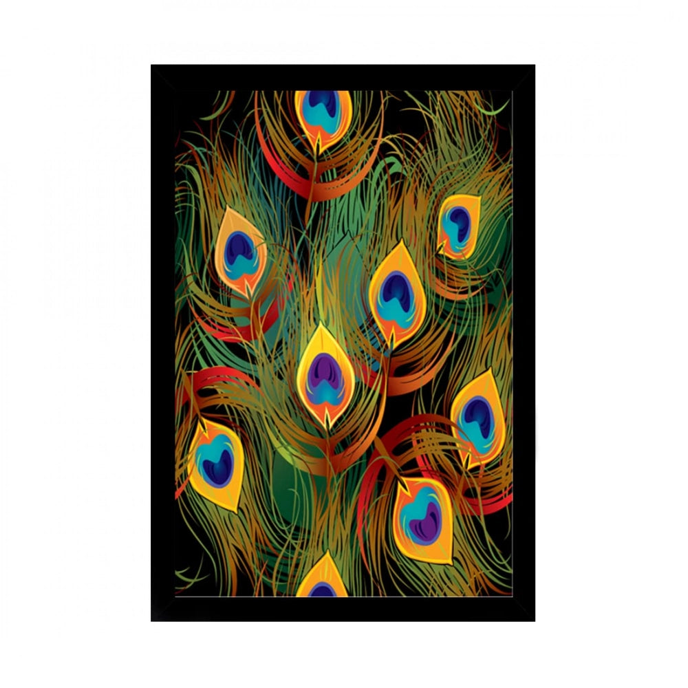Generic Peacock Father Painting with Synthetic Photo Frame (Multicolor)