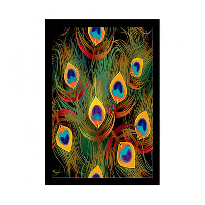 Generic Peacock Father Painting with Synthetic Photo Frame (Multicolor)