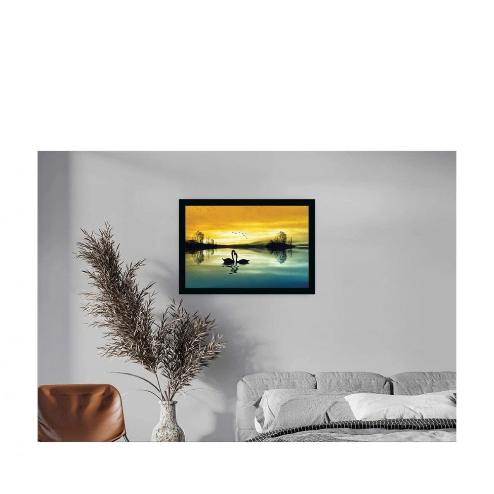 Generic wan Pair Painting with Synthetic Photo Frame (Multicolor)