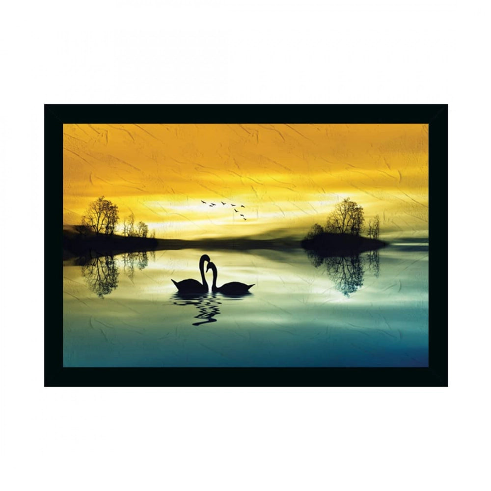 Generic wan Pair Painting with Synthetic Photo Frame (Multicolor)