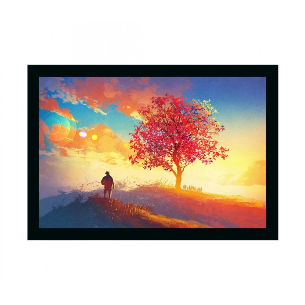 Generic ree Painting Painting with Synthetic Photo Frame (Multicolor)