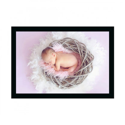 Generic Baby Photo Painting with Synthetic Photo Frame (Multicolor)
