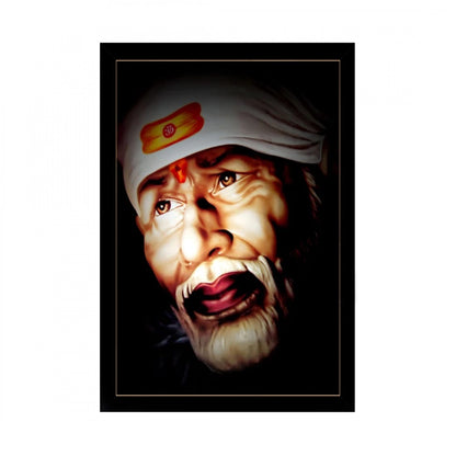 Generic Saibaba Painting with Synthetic Photo Frame (Multicolor)