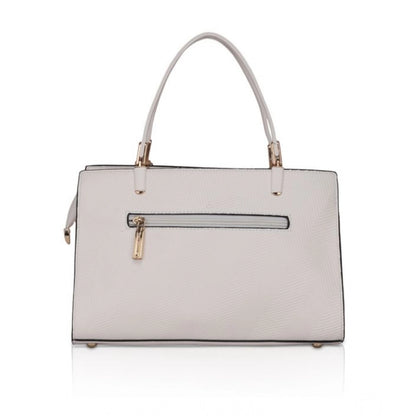 Generic Women's Faux Leather Textured Adjustable Long Belt Handbag (White)