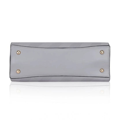 Generic Women's Faux Leather Textured Adjustable Long Belt Handbag (Grey)